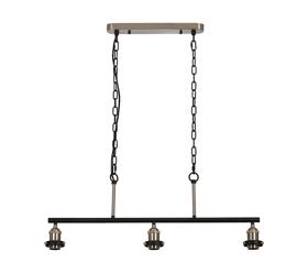 D1024SN  Dreifa Curved Linear Pendant (FRAME ONLY), 3 x E27, Satin Nickel/Black